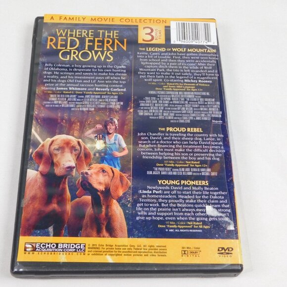 Where Red Fern Grows 1974 DVD 2015 Three Bonus Films Proud Rebel Young Pioneers - Picture 2 of 6